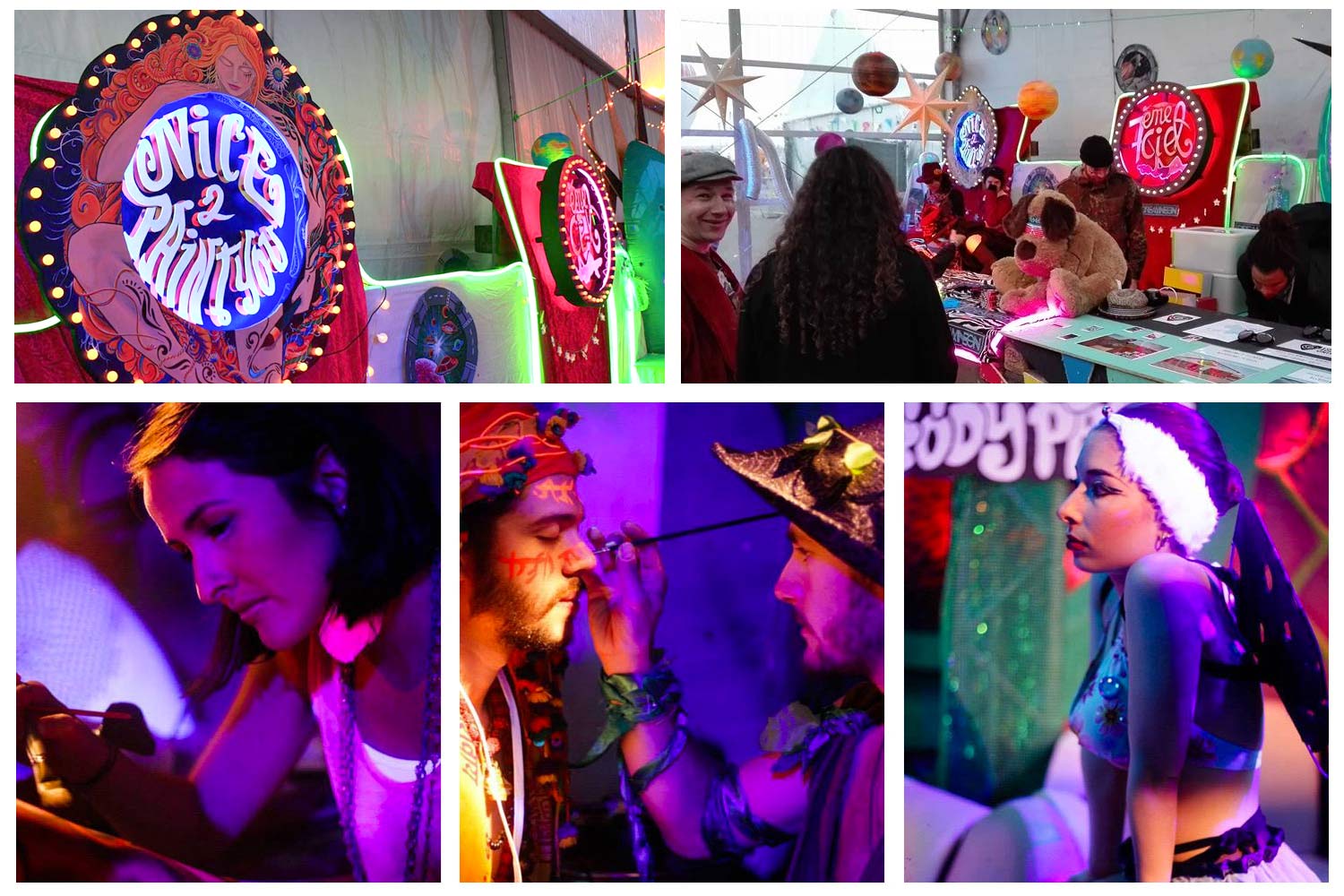 Stand de body painting en soirée et en festival